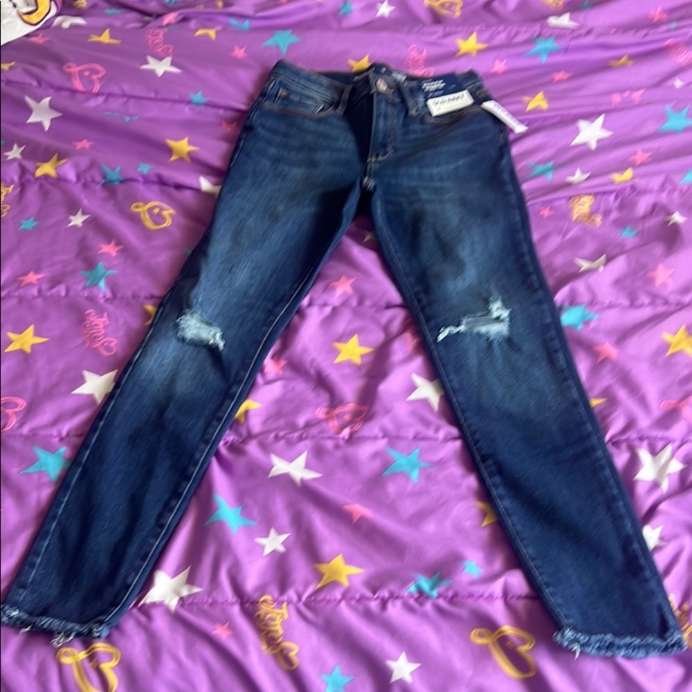 Old Navy Blue Skinny Jeans with Distressed Details